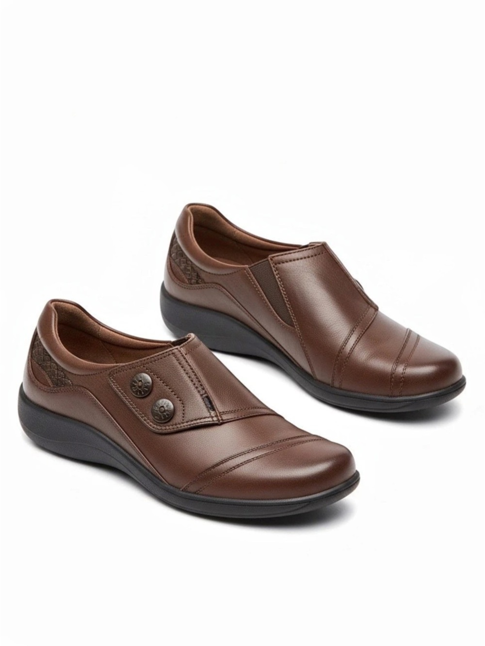 Aetrex Karina Brown Monk Strap Orthotic Grandmacore Shoe US 8.5 M